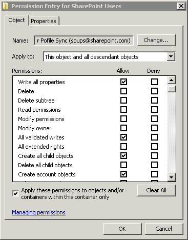 administration delegate subnets directory active technet user need properties permissions ok wiki rational sharepoint implementing synchronization server guide profile however